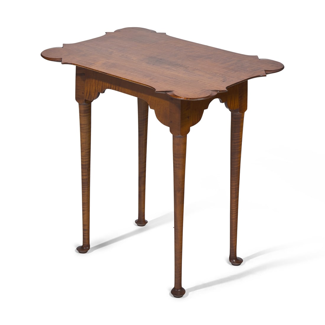 A Queen Anne Style Tiger Maple Porringer Top Tea Table (1 of 3)