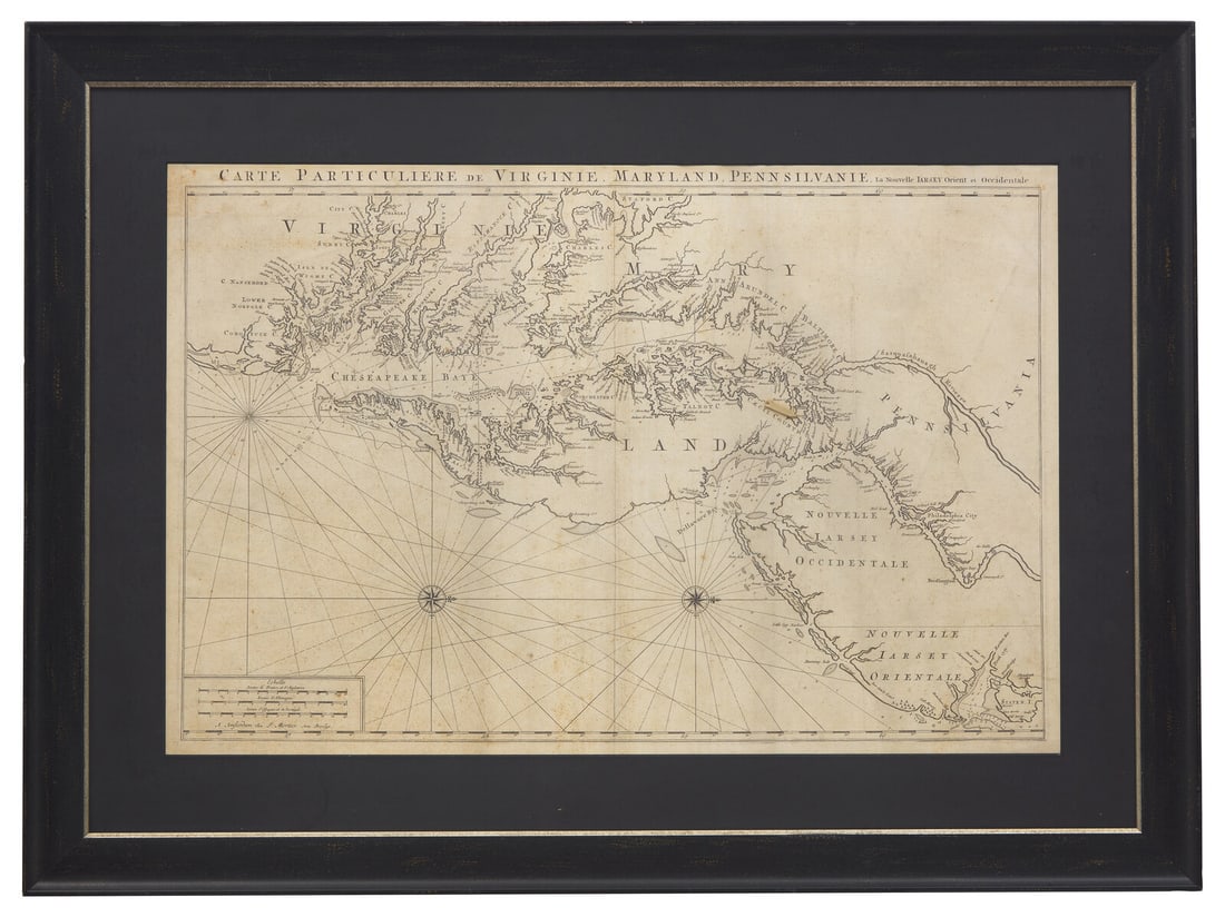 A Map: Carte Particuliere de Virginie, Maryland, Pennsilvanie, La Nouvelle Jarsey. Orient et (1 of 3)
