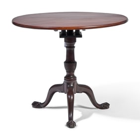 A Chippendale Carved Mahogany Tilt-Top Tea Table