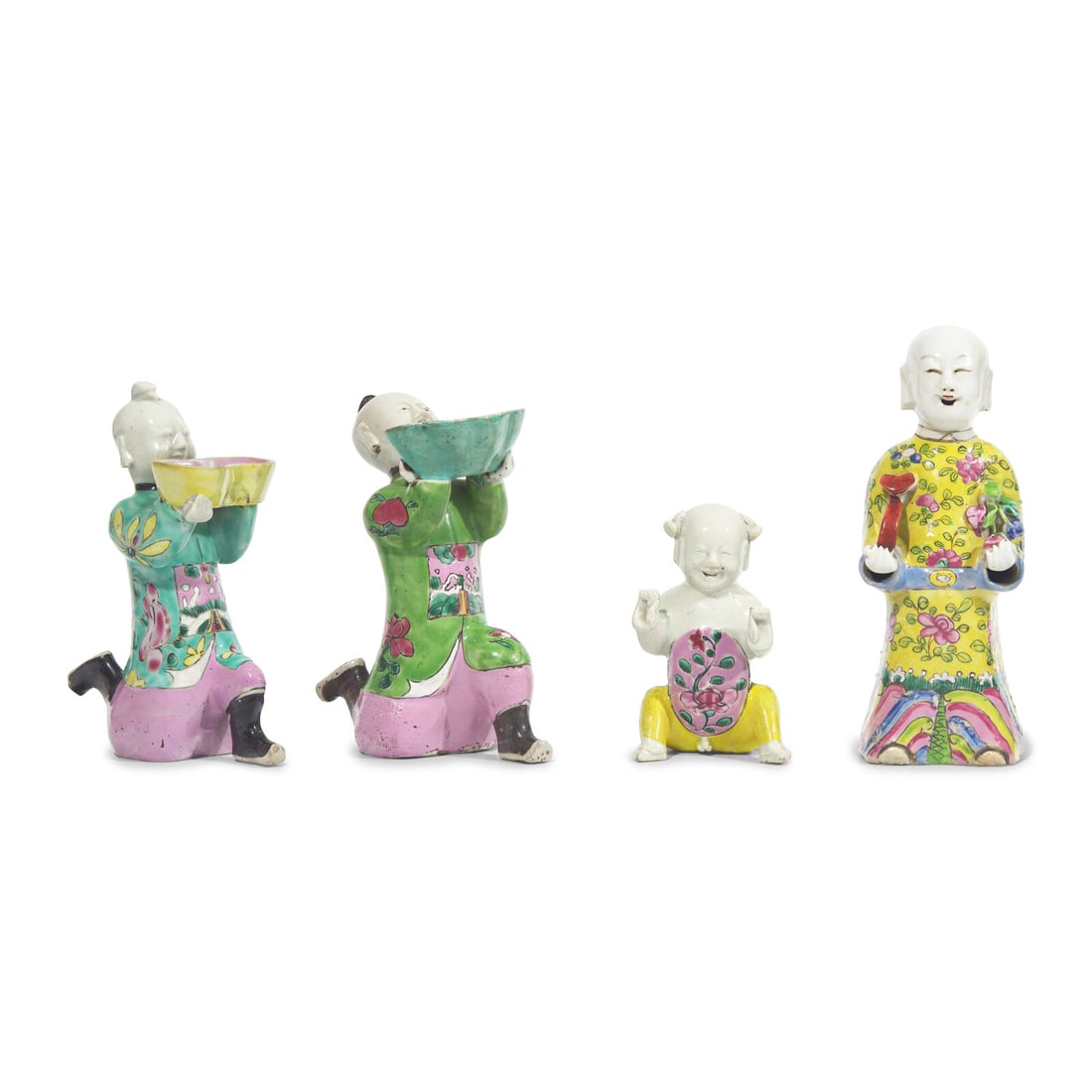 A Group of Four Chinese Export Famille Rose Laughing\"Boy\" Figures