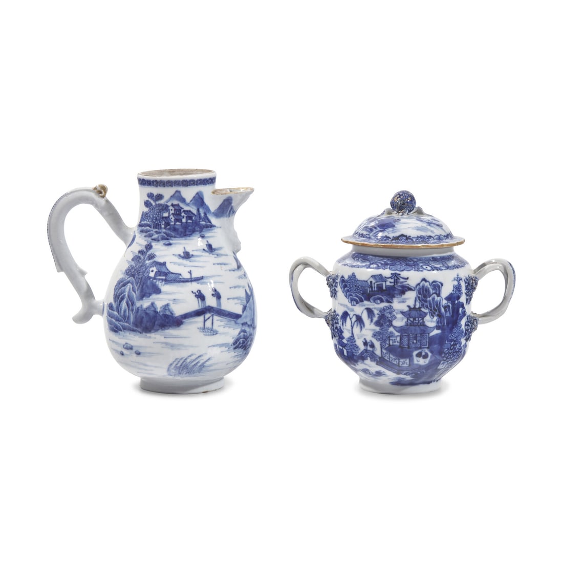 A Chinese Export Porcelain Nanking Creamer and Covered Sugar Dish