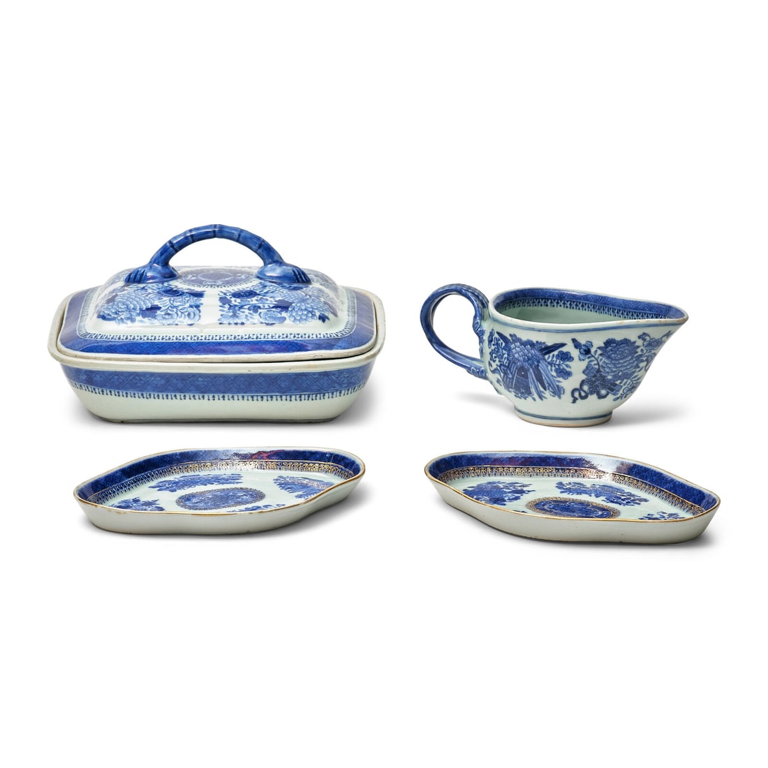 A Group of Four Chinese Export Porcelain Fitzhugh Tablewares