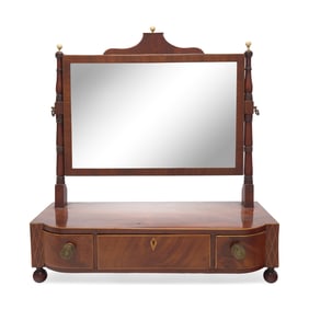 A Fine Federal Inlaid Mahogany Dressing Stand With Mirror