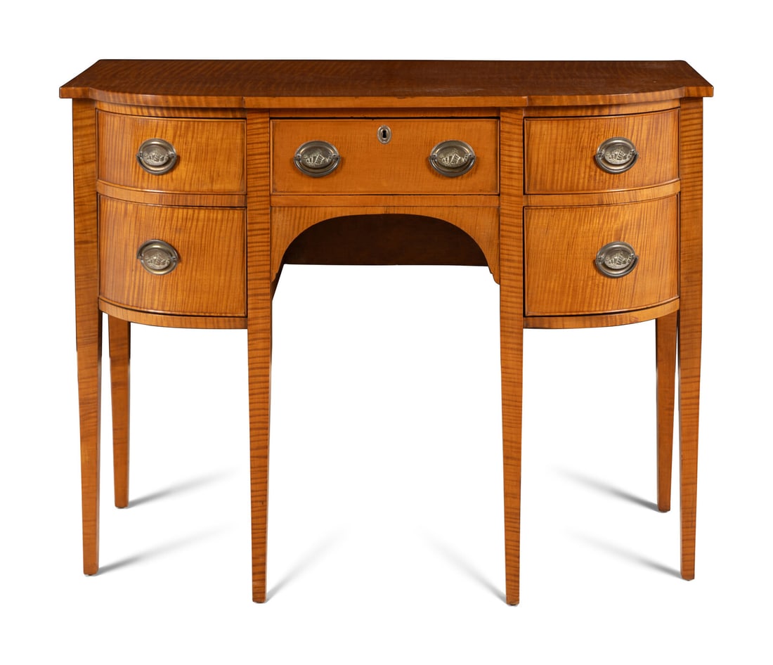 A Federal Style Tiger Maple Bowfront Sideboard (1 of 3)