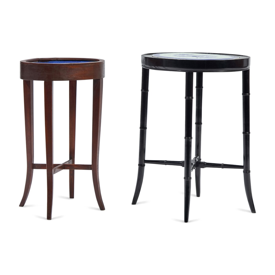 Two Chinese Export Porcelain Fitzhugh Table Articles on Later Stands