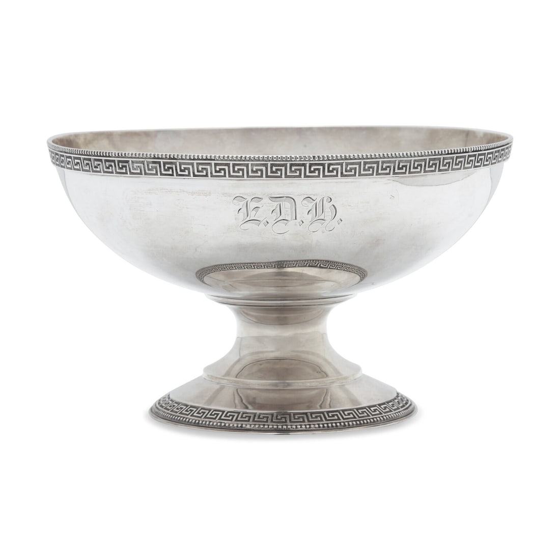 A Neoclassical Sterling Silver Ice Bowl with Pierced Drain: A Neoclassical Sterling Silver Ice Bowl with Pierced Drain William Gale and Son (active c. 1850-1858 and 1863-1866), New York, New York, Circa 1850 with beaded edges and Greek key borders, interior wi
