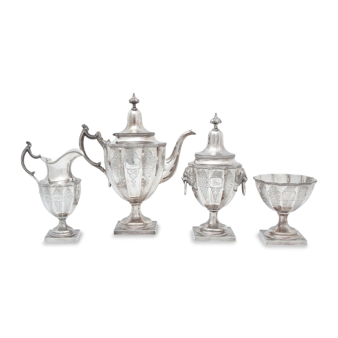 A Neoclassical Four-Piece Silver Tea Service (1 of 4)