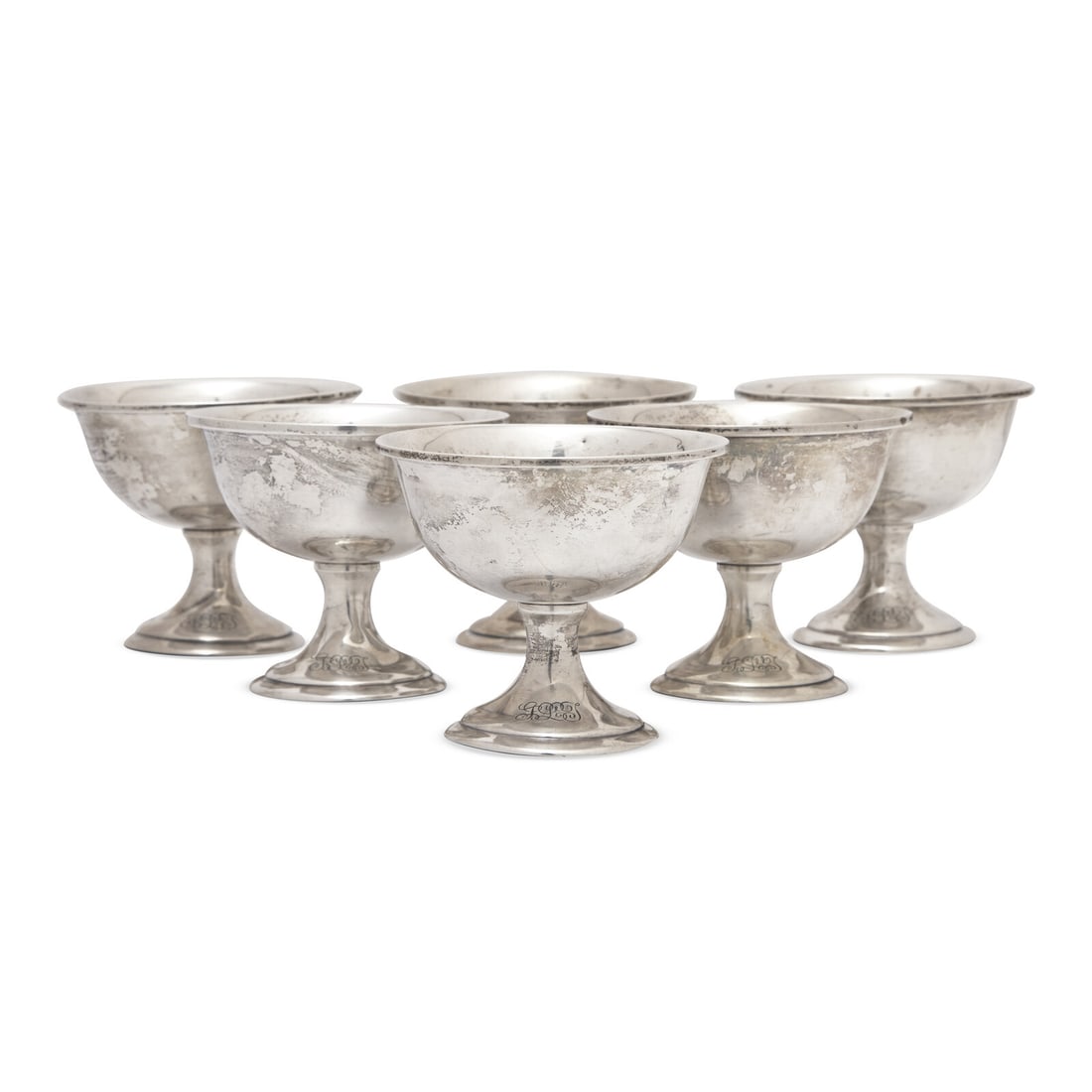 A Set of Six Sterling Silver Footed Dessert Dishes (1 of 3)