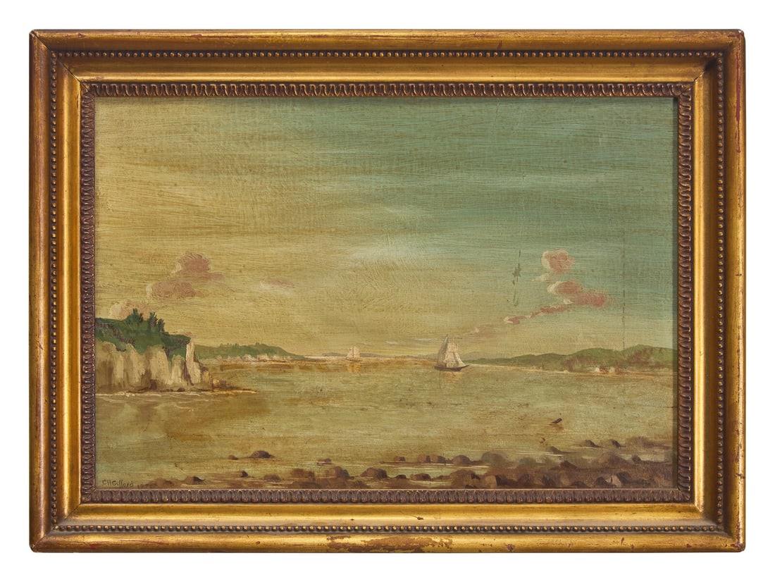 Charles Henry Gifford (1839-1904), A Massachusetts Coastal View: Charles Henry Gifford (1839-1904), A Massachusetts Coastal View Dated, "1875" signed and dated, "CH Gifford/ 1875", l.l., oil on canvas, framed. 11 x 16 3/8 inches (sight), 14 1/2 x 20 inches (frame).