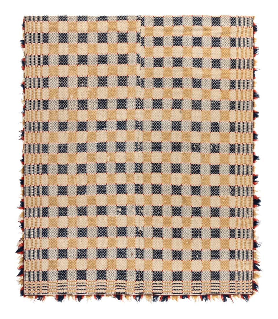 A Jacquard Woven Linen, Cotton and Wool Coverlet (1 of 2)