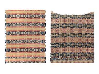 Two Jacquard Woven Cotton and Wool Coverlets