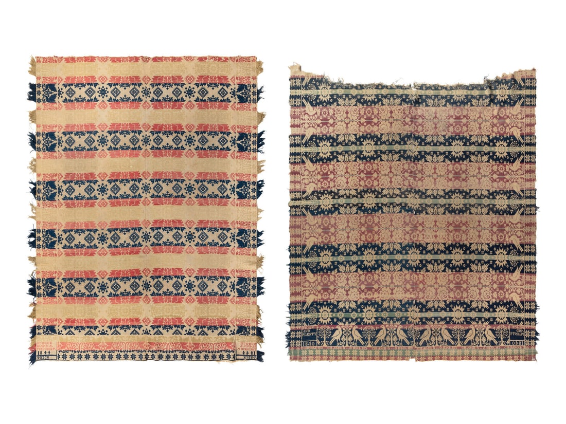 Two Jacquard Woven Cotton and Wool Coverlets (1 of 5)