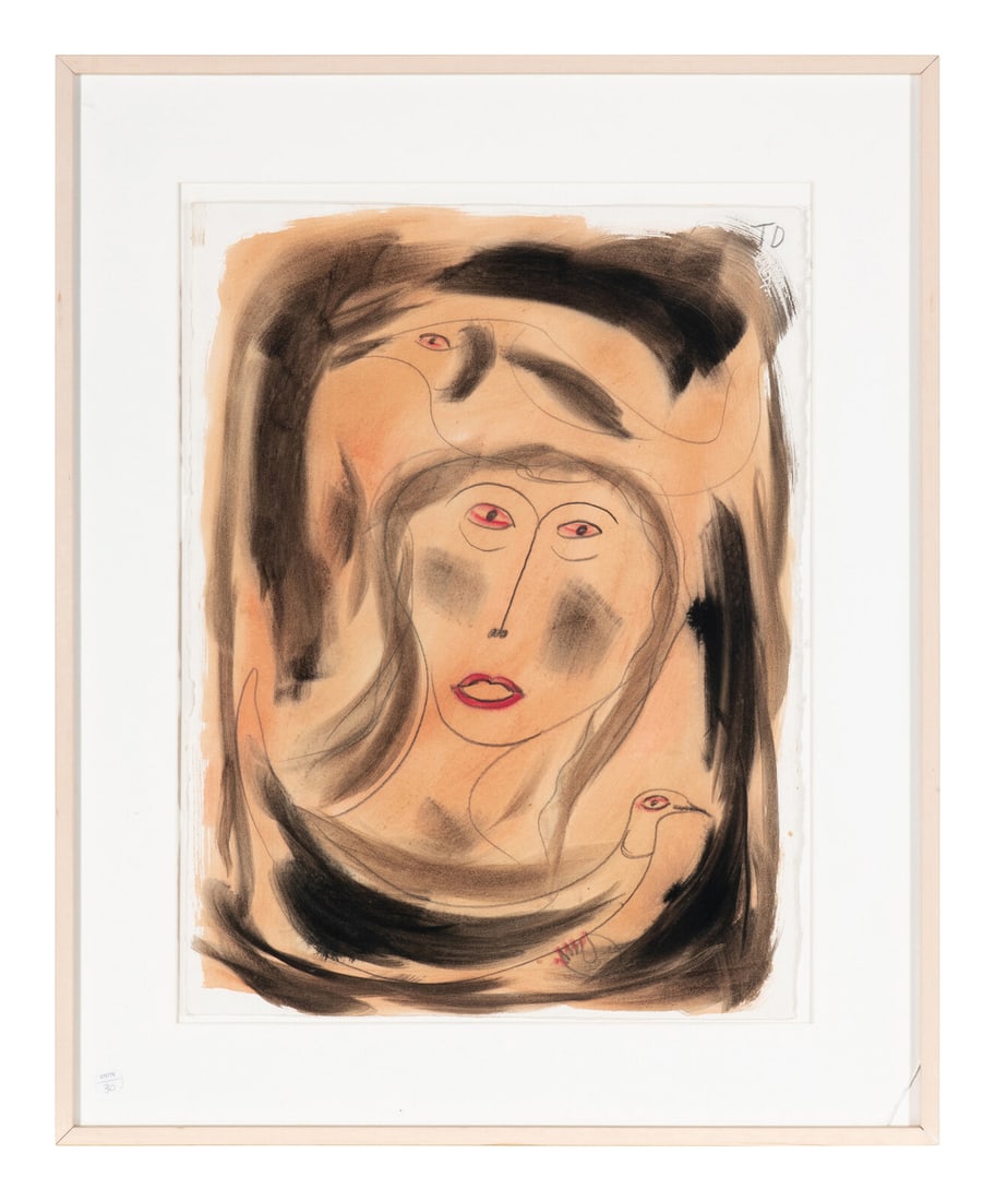 Thornton Dial (1928-2016), Untitled (From the Life Go On Series): Thornton Dial (1928-2016), Untitled (From the Life Go On Series) Bessemer, Alabama, Circa 1990 initialed, "TD", upper right, charcoal and watercolor on paper, mounted and framed. 29 1/2 x 22 1/2