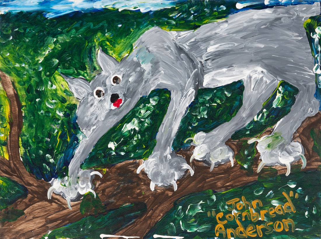 John "Cornbread" Anderson (b. 1966), North Georgia Bobcat: John "Cornbread" Anderson (b. 1966), North Georgia Bobcat Lumpkin, Georgia signed, "John 'Cornbread' Anderson", l.r., verso further inscribed and signed in ink, "N. Ga. Bobcat/ Cornbread", acrylic