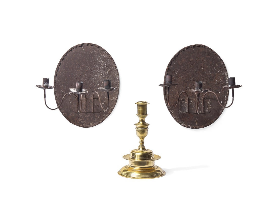 A Pair of Tin Three-arm Wall Sconces (1 of 2)