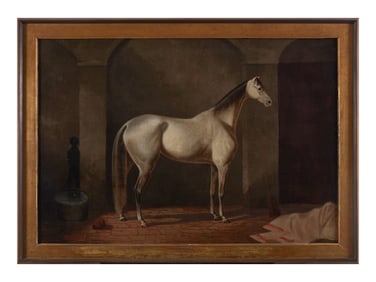 Theodore Marsden (active 1860-1890), White Stallion in Stable