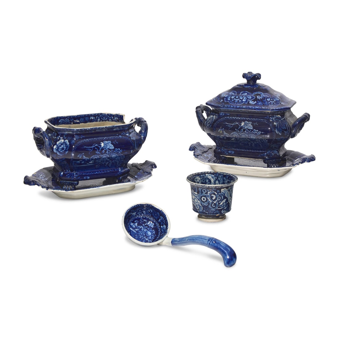 A Group of Six Staffordshire Historical Blue Table Articles (1 of 3)