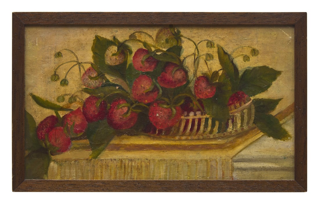 American School 19th Century, A Still Life of Strawberries in a Basket (1 of 2)