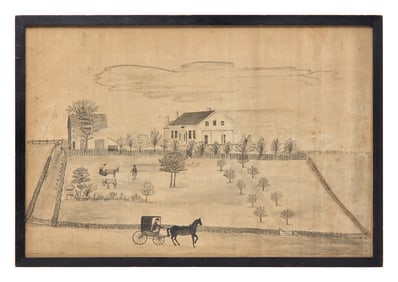 American School 19th Century, A Drawing of Foster Farm