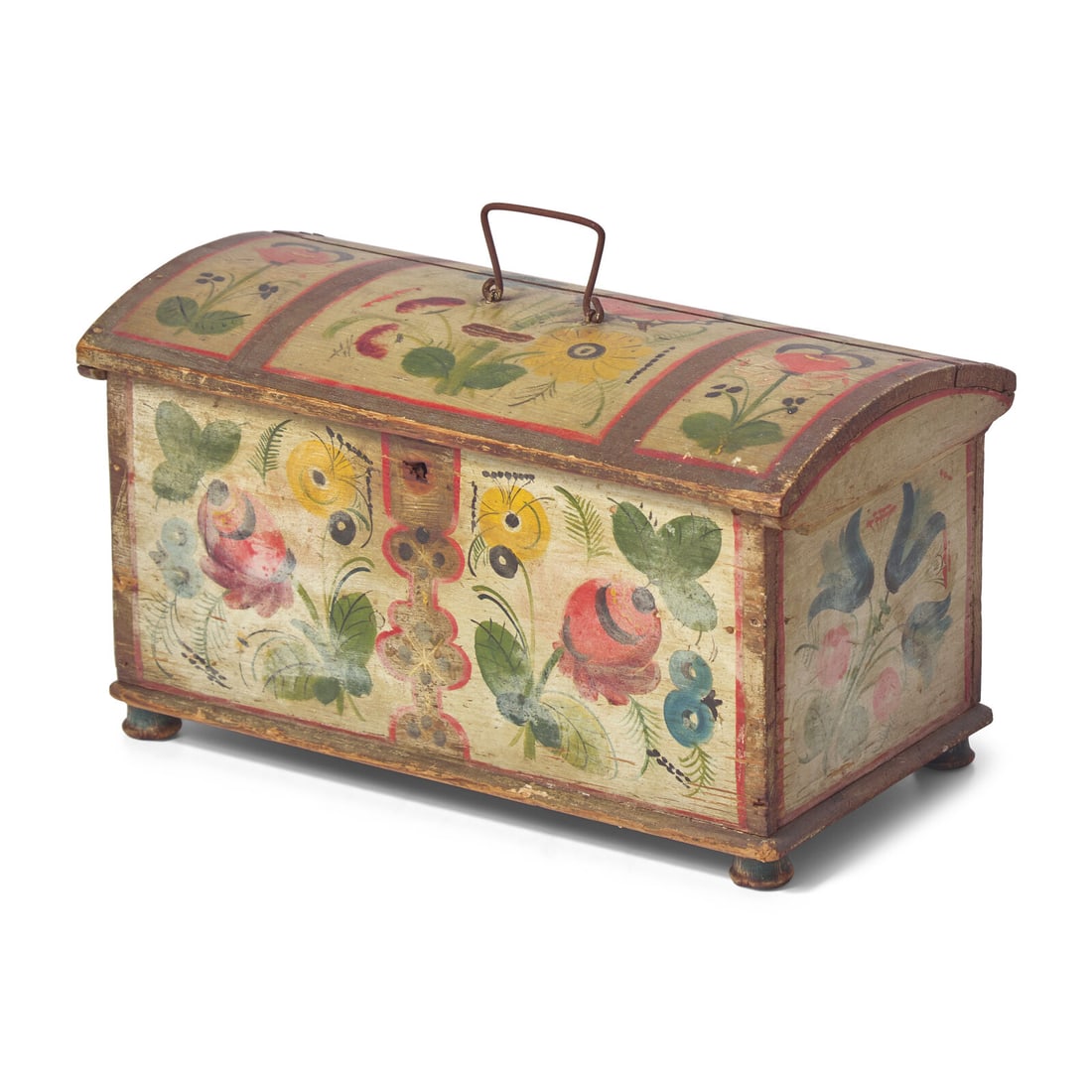 A Paint-Decorated Pine Domed Box (1 of 3)