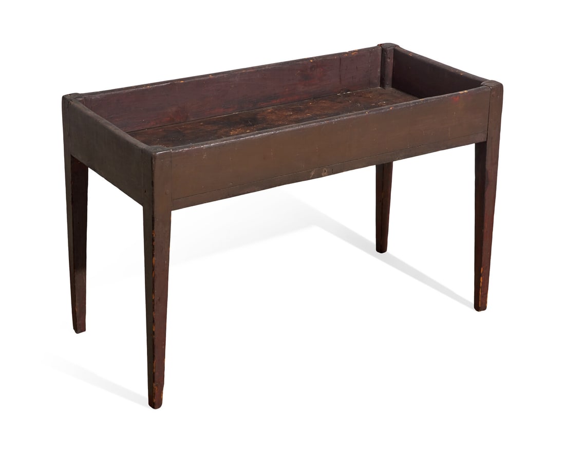 A Federal Country Painted Dry Sink: A Federal Country Painted Dry Sink Circa 1800 Height 26 3/4 x width 42 x depth 20 inches. Property from the Collection of Renny Reynolds This lot is located in Philadelphia.