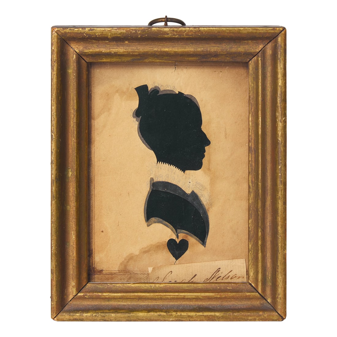 American School 19th Century, A Silhouette Miniature Portrait of Sarah Nelson (1 of 2)