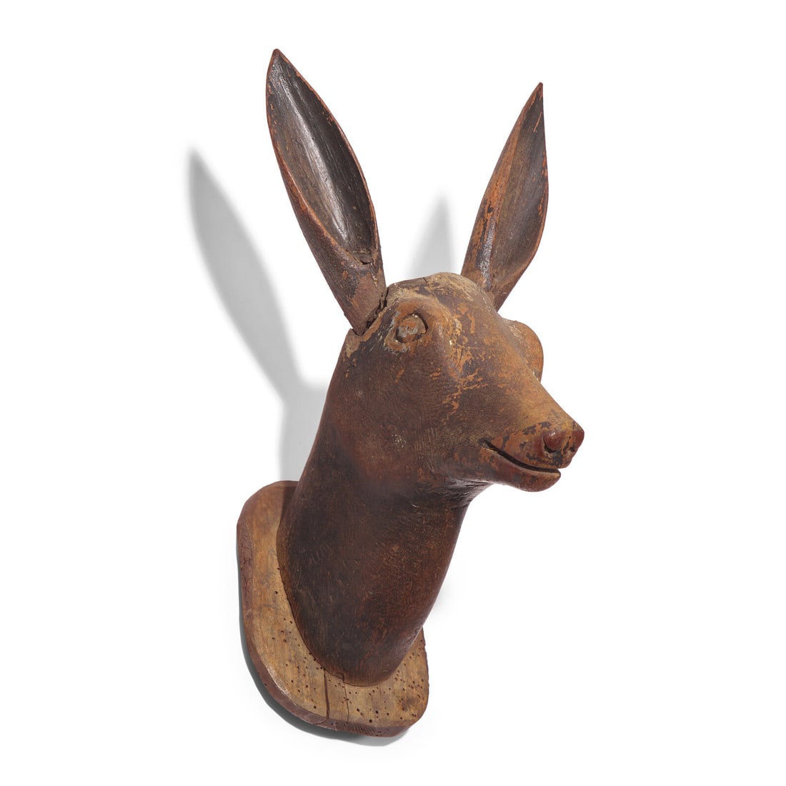 A Carved and Painted Wood Deer Head (1 of 3)