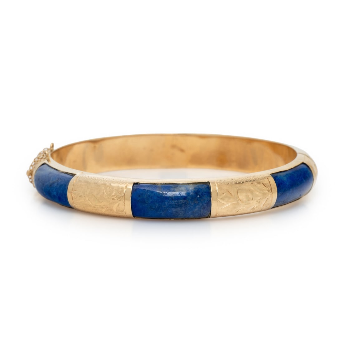 LAPIS LAZULI AND YELLOW GOLD BANGLE BRACELET (1 of 2)