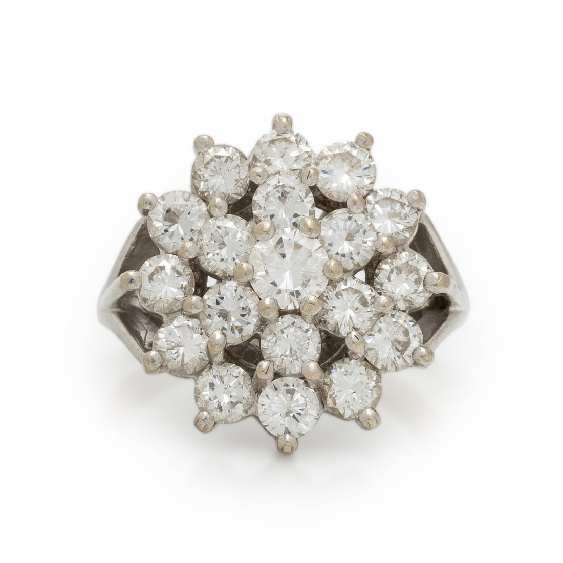 DIAMOND AND WHITE GOLD CLUSTER RING (1 of 3)