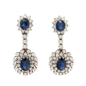 SAPPHIRE, DIAMOND, AND WHITE GOLD EARRINGS