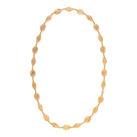 ITALIAN, YELLOW GOLD FANCY LINK CHAIN NECKLACE