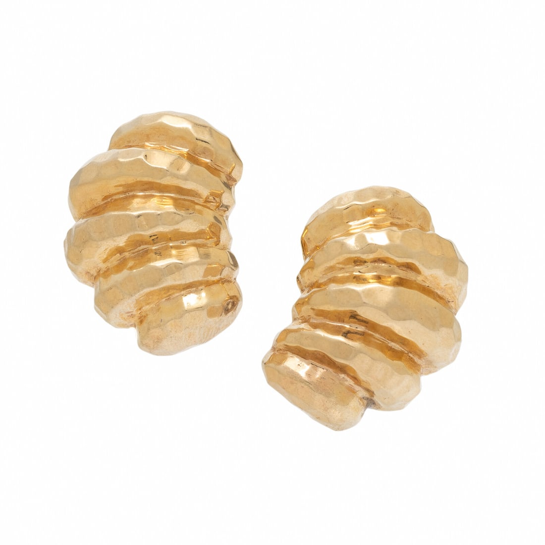 YELLOW GOLD GEOMETRIC EARRINGS: YELLOW GOLD GEOMETRIC EARRINGS Yellow gold. 1 inch long. Gross weight: 16.65 dwt. Property of a Private Collector This lot is located in Chicago.