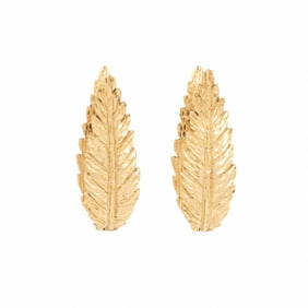 YELLOW GOLD FEATHER EARRINGS