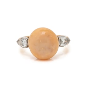 CONCH PEARL AND DIAMOND RING