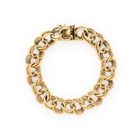 YELLOW GOLD DOUBLE LINK CHAIN BRACELET