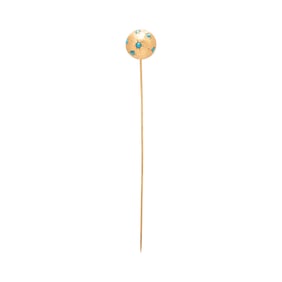 YELLOW GOLD AND TURQUOISE HAT PIN