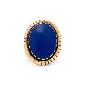 KEWA, LAPIS LAZULI AND YELLOW GOLD RING