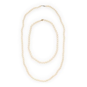 TWO CULTURED PEARL NECKLACES