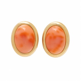 CORAL AND YELLOW GOLD EARRINGS