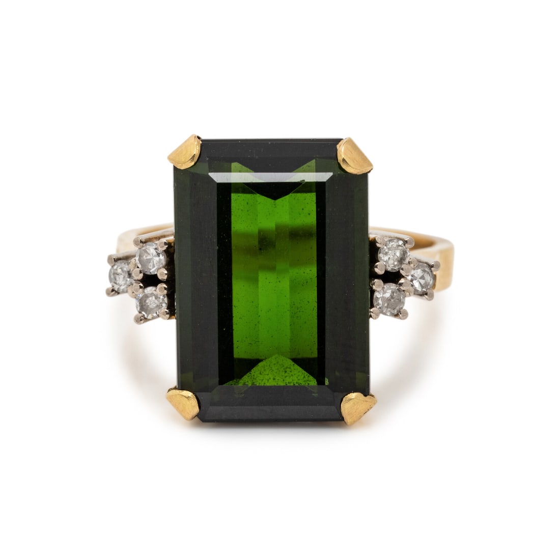 YELLOW GOLD, GREEN TOURMALINE, AND DIAMOND RING (1 of 3)