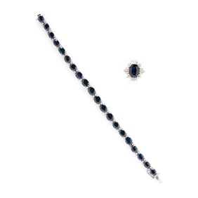 SAPPHIRE AND DIAMOND AND BRACELET AND RING