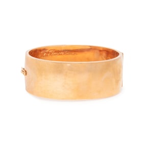 WIDE YELLOW GOLD BANGLE BRACELET