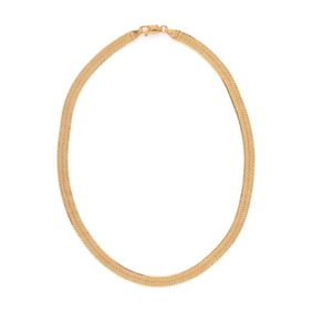 YELLOW GOLD HERRINGBONE CHAIN NECKLACE