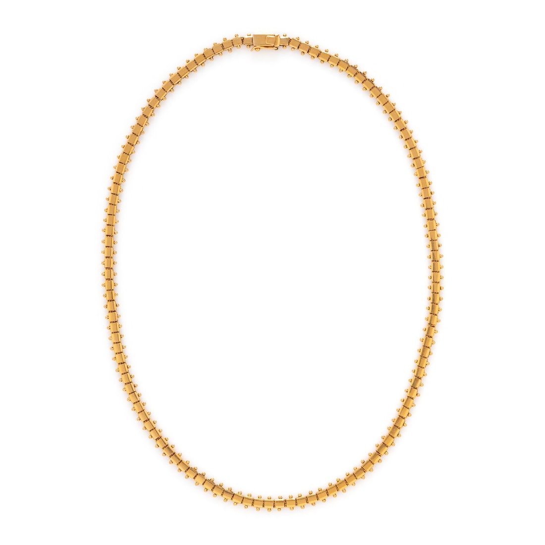 PORTUGUESE, YELLOW GOLD CHAIN NECKLACE: PORTUGUESE, YELLOW GOLD CHAIN NECKLACE 19 karat yellow gold. 17 inches long. Stamp: (Portuguese assay mark) 800. Gross weight: 14.60 dwt. Property of a Private Collector This lot is located in