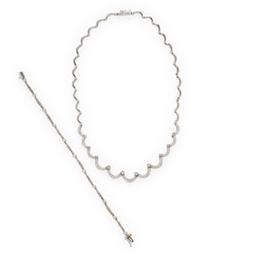 DIAMOND AND WHITE GOLD NECKLACE AND BRACELET