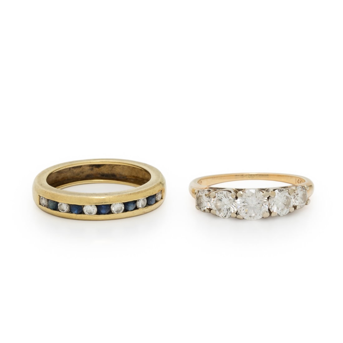 TWO DIAMOND AND YELLOW GOLD RINGS (1 of 3)