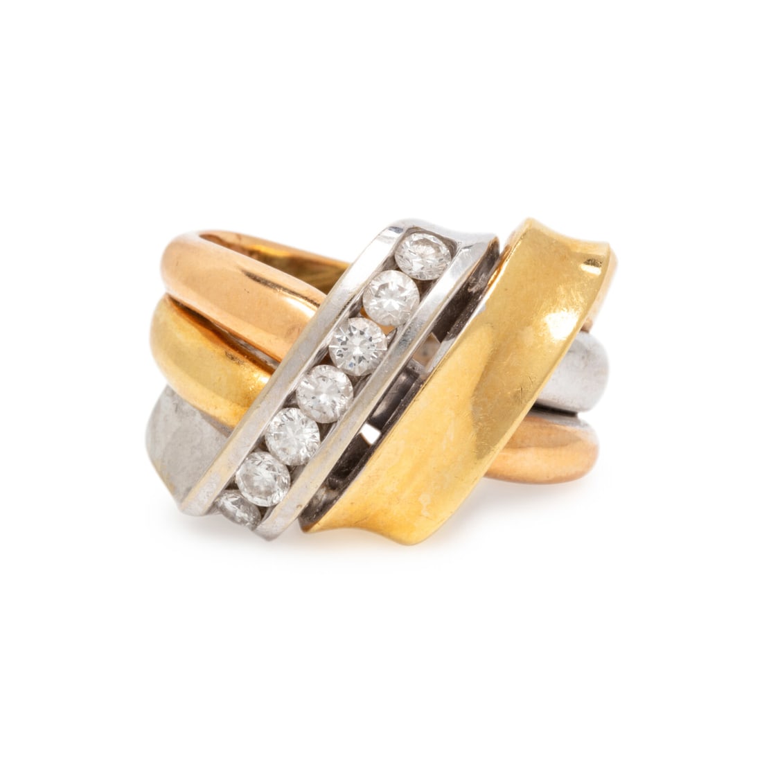 TRICOLOR GOLD AND DIAMOND RING (1 of 3)