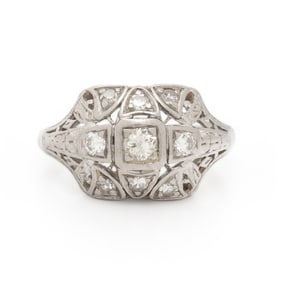 DIAMOND, WHITE GOLD, AND PLATINUM RING