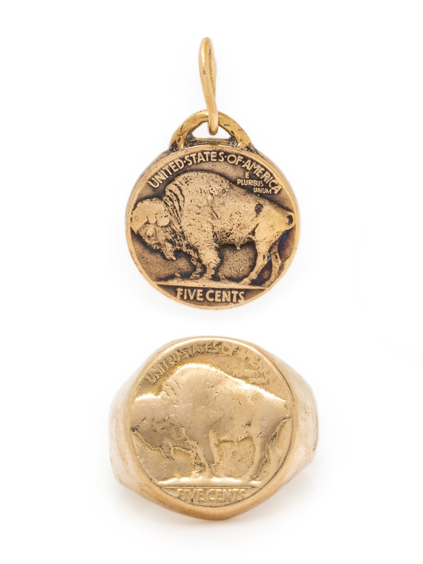 YELLOW GOLD BUFFALO NICKEL RING AND PENDANT (1 of 3)