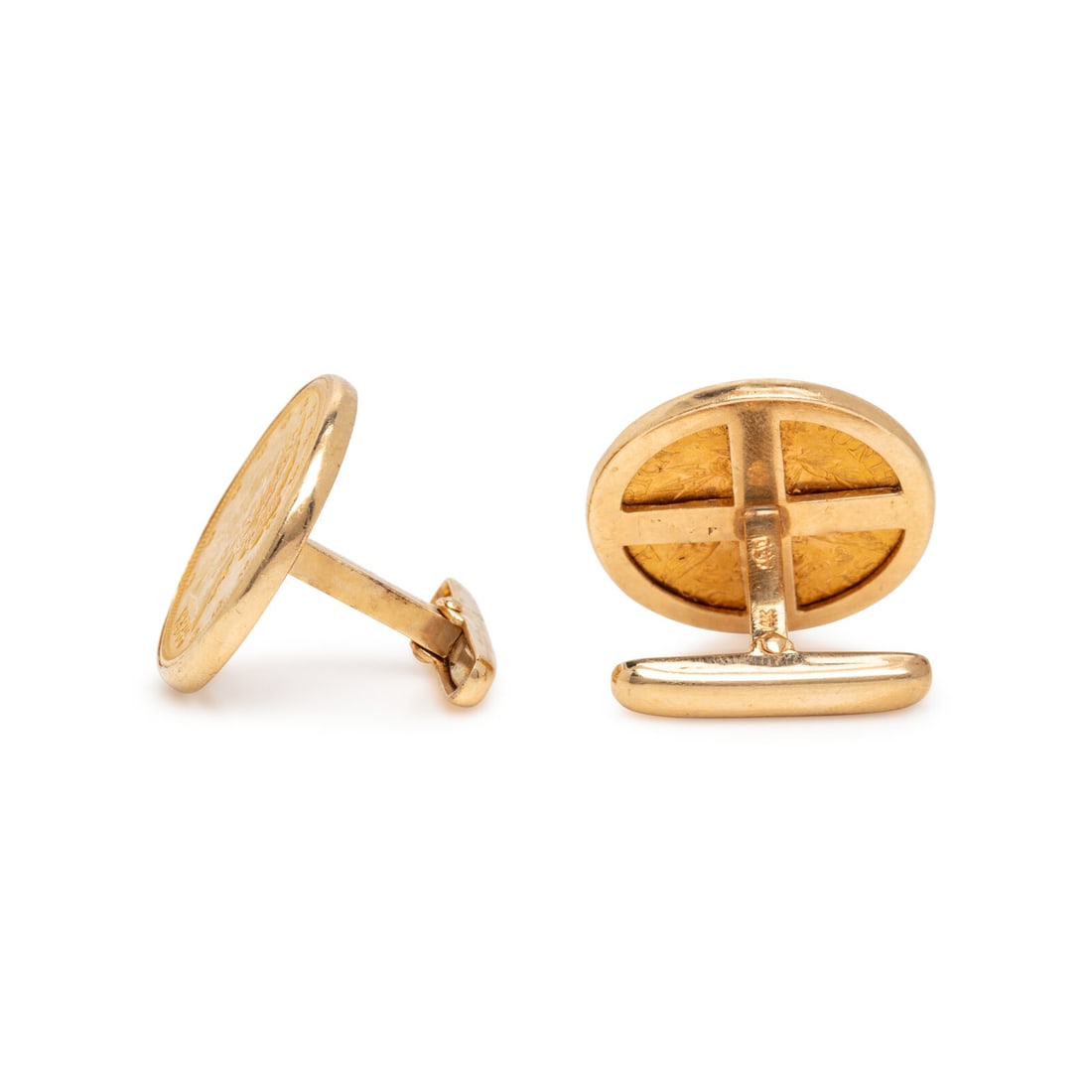 YELLOW GOLD COIN CUFFLINKS - 2